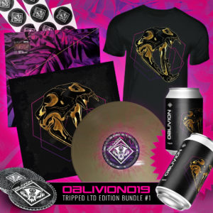 TRIPPED x OBLIVION x HARD CORE BEER - LTD EDITION BUNDLE - OBLIVION019 "MONSTERA" Vinyl EP Release by TRIPPED - Record cover & merch' by kaMart Design - Oblivion Underground - Recordings & Events - oblivion-underground.com