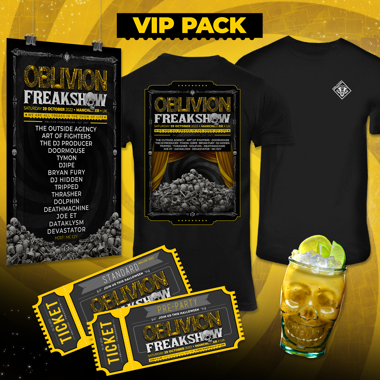 VIP Ticket Pack - OBLIVION : FREAKSHOW - Saturday 29.10.22 - Halloween 2022 - Manchester (UK) - Oblivion Underground - Recordings & Events - oblivion-underground.com - Party, Rave, Event