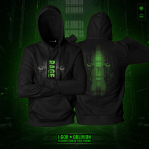 HOODIE - I:GOR x OBLIVION - OBLIVION025 "RESURRECTION OF RAGE" Vinyl EP Release by I:GOR - Record Cover & Merchandise Design by Nils Van Lingen - Oblivion Underground Merch - Hard Electronic Music Record Label - Hardcore Techno Recordings & Events - oblivion-underground.com